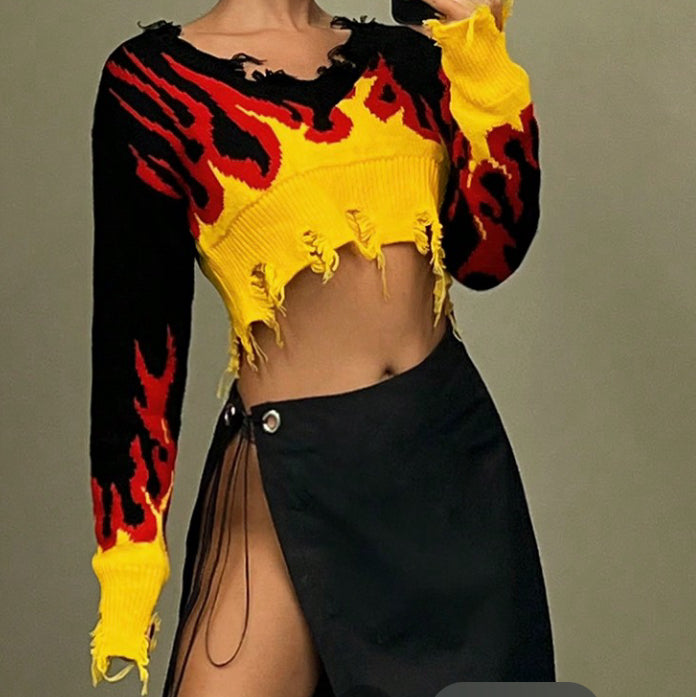 Fire cropped sweater