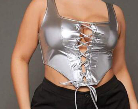 Silver metallic corset