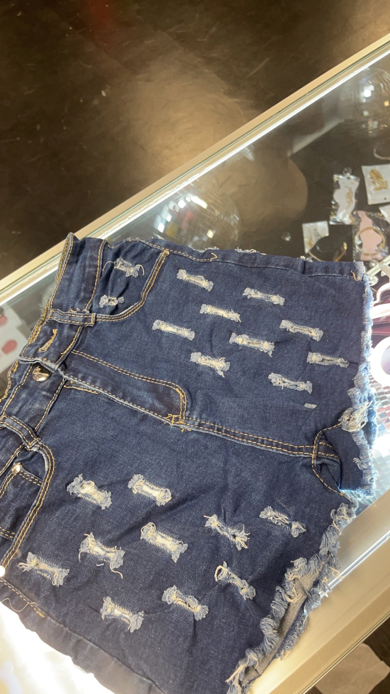 Denim cutout shorts